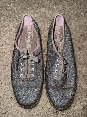 Keds Women's Holographic Glitter Lace-Up Sneakers - Size 7